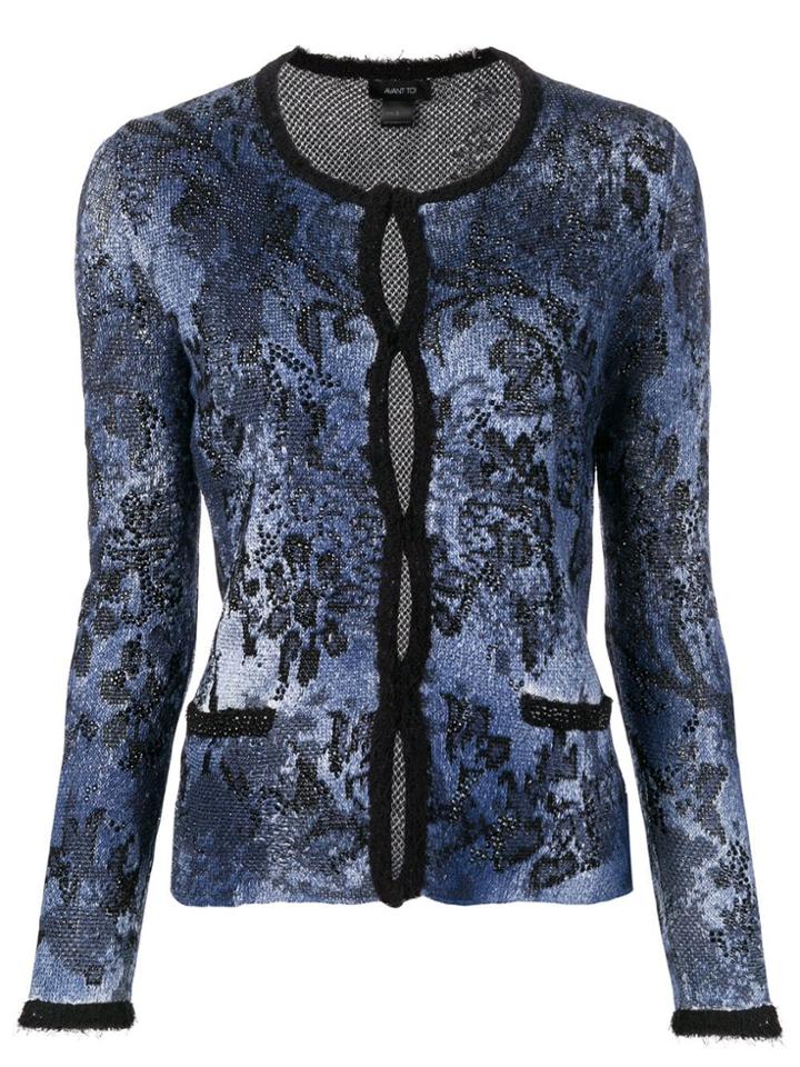 Avant Toi Floral Pattern Cardigan - Blue