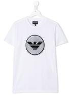 Emporio Armani Kids Boys White Logo Print Cotton Top