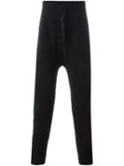 Isabel Benenato Drop-crotch Track Pants, Men's, Size: Small, Black, Leather/polyamide/spandex/elastane/yak