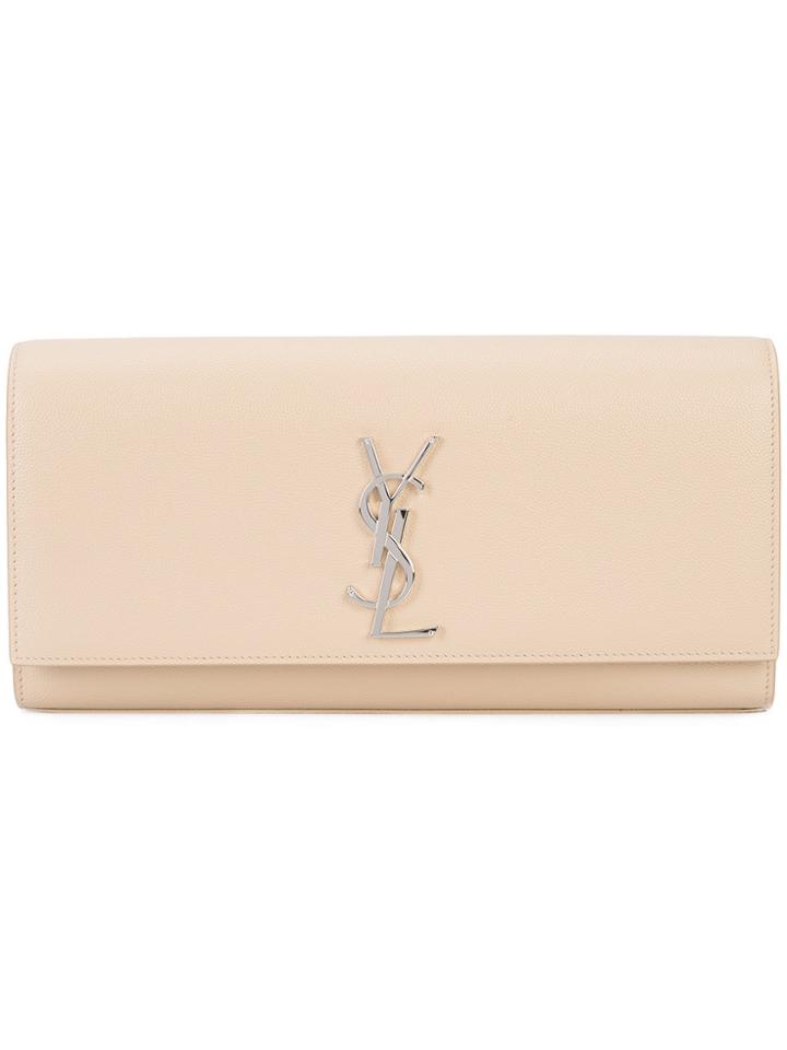 Saint Laurent Classic Monogram Clutch - Nude & Neutrals
