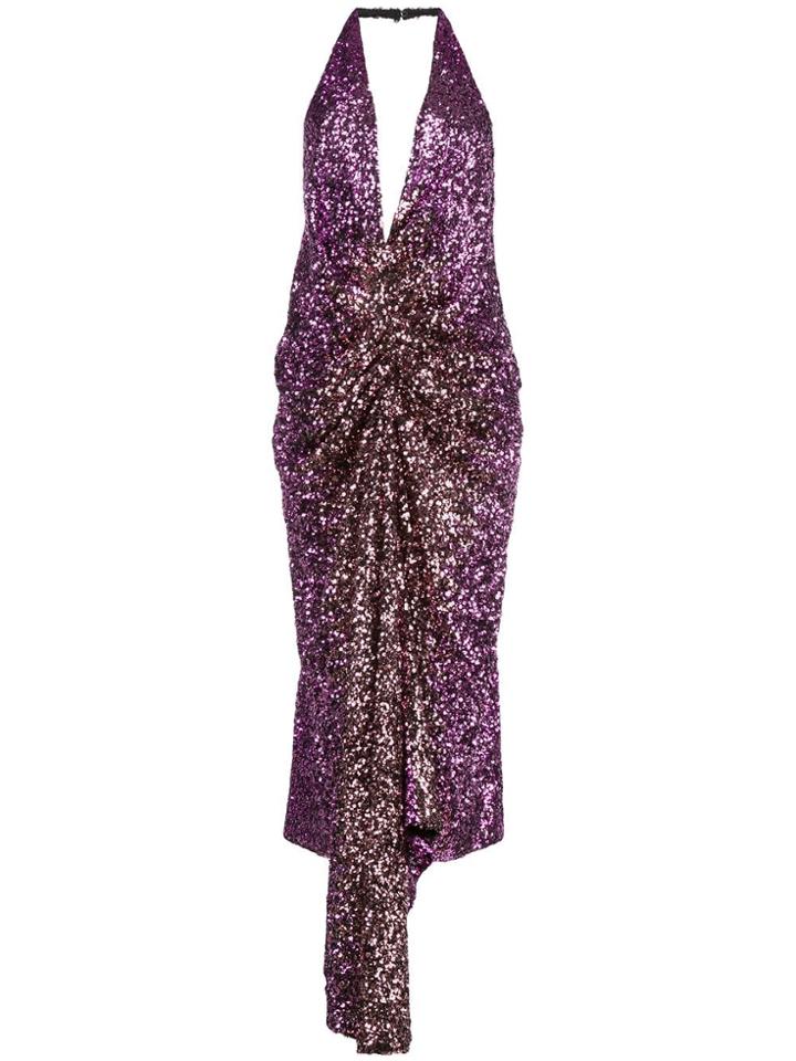 Halpern V-neck Sequined Dress - Purple