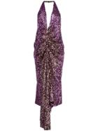Halpern V-neck Sequined Dress - Purple