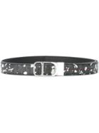 Dior Homme Splatter Print Belt, Men's, Size: 120, Grey, Calf Leather