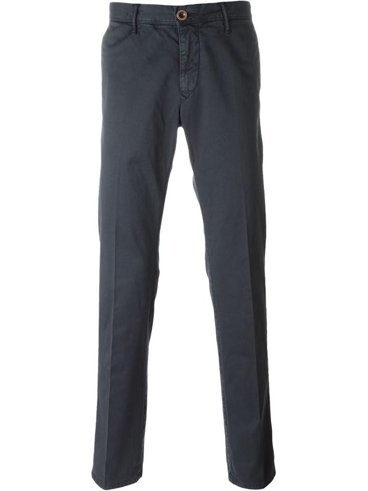 Incotex Slim Fit Trousers, Men's, Size: 38, Blue, Cotton/spandex/elastane