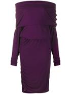 Roberto Cavalli Ruched Style Off-shoulder Dress - Purple