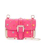 Red Valentino Stars Studded Shoulder Bag, Women's, Pink/purple, Leather/metal (other)/plastic