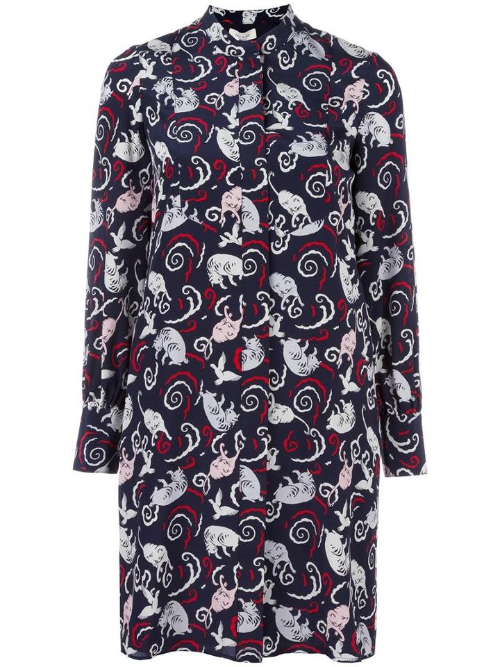 Paul & Joe Printed Shirt Dress, Women's, Size: 40, Blue, Silk/acetate/cupro