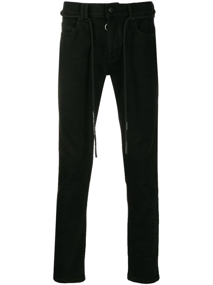 Off-white Drawstring Slim Logo Jeans - Black