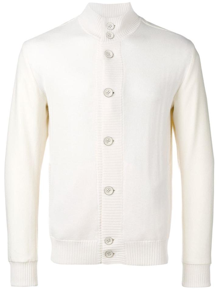 Herno Ribbed Trim Cardigan - White