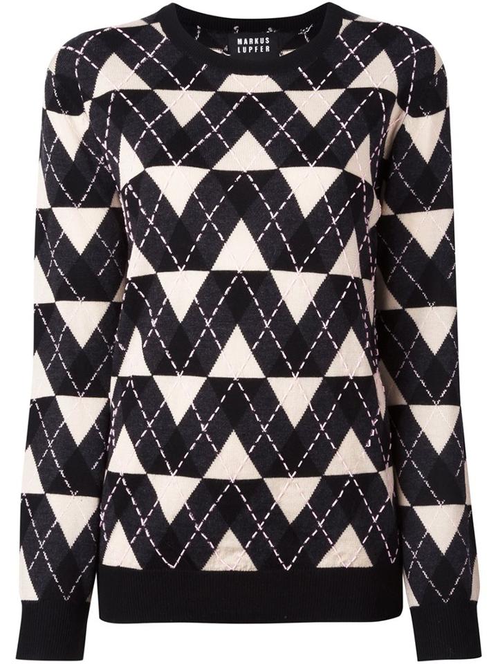 Markus Lupfer 'argyle' Jumper, Women's, Size: Small, Black, Merino