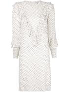 Ganni Polka Dot Ruffled Dress - White