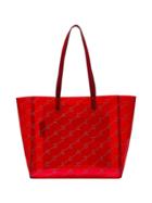 Stella Mccartney Red Logo Embellished Transparent Pvc Tote Bag