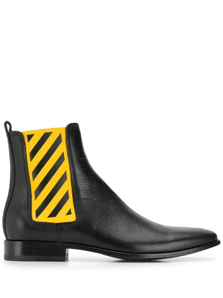Off-white Diagonal Stripe Chelsea Boots - Black