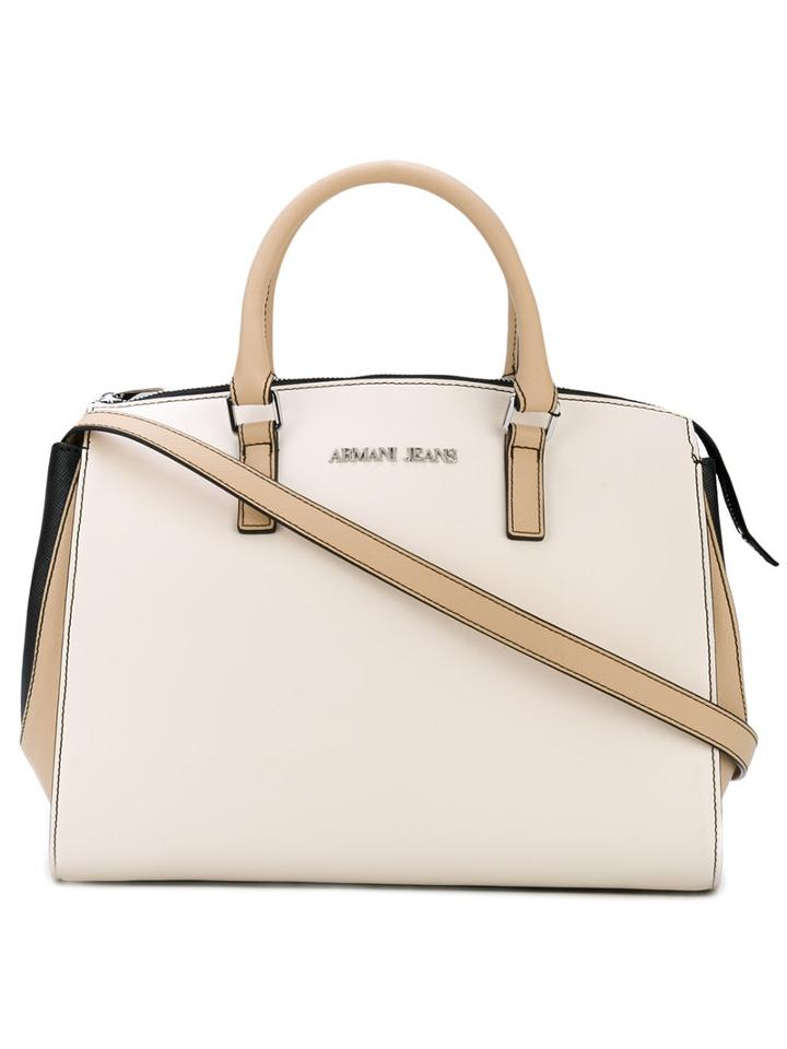Armani Jeans - Bauletto Tote Bag - Women - Cotton/polyester/polyethylene/viscose - One Size, Nude/neutrals, Cotton/polyester/polyethylene/viscose