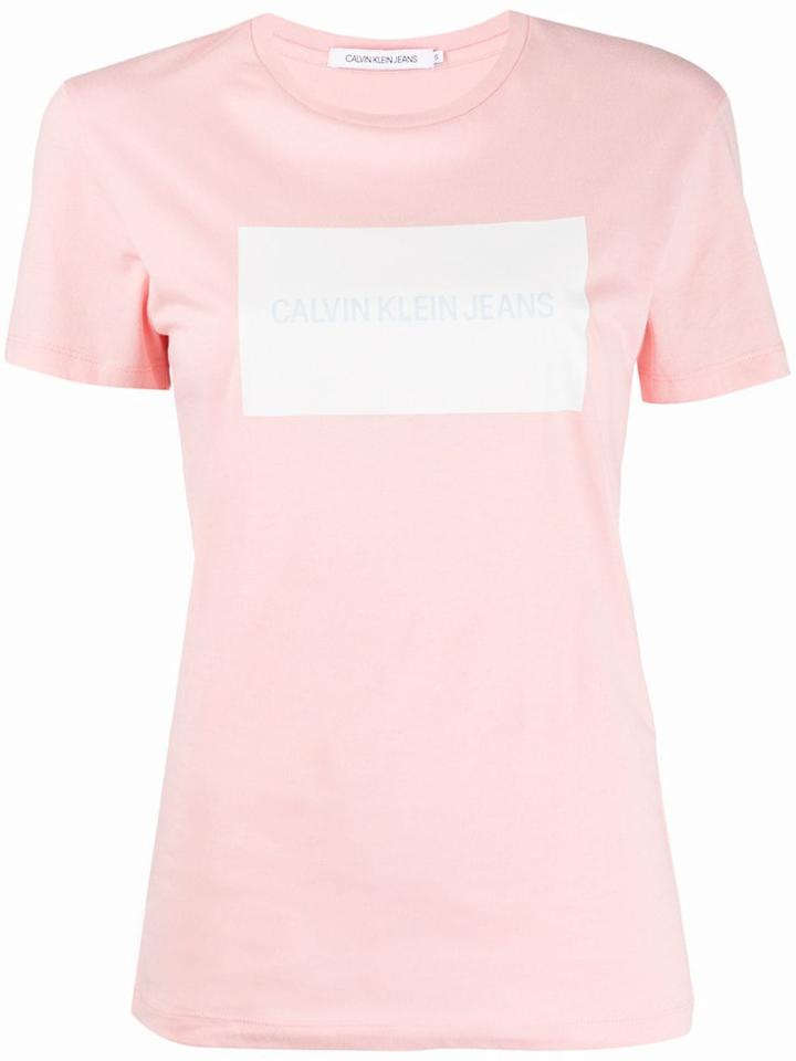 Calvin Klein Jeans Logo Print Slim-fit T-shirt - Pink