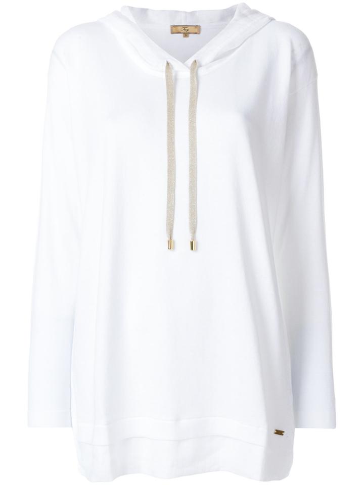 Fay Contrast Drawstring Hoodie - White