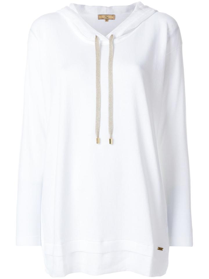 Fay Contrast Drawstring Hoodie - White