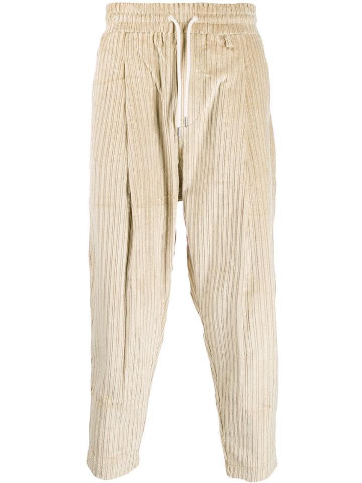 Drôle De Monsieur Drawstring Corduroy Trousers - Neutrals
