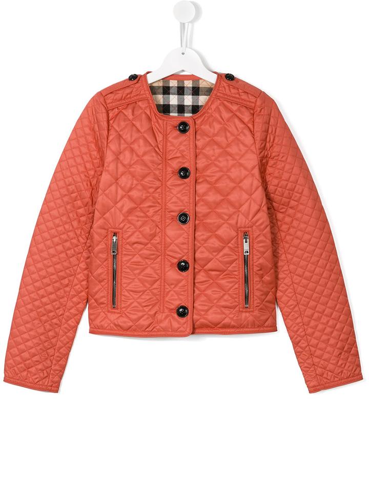 Burberry Kids Quilted Jacket, Girl's, Size: 14 Yrs, Red