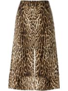 Chloé Leopard Jacquard Slit Skirt, Women's, Size: 40, Blue, Cotton/viscose