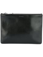 Jil Sander Top Zip Clutch, Women's, Black