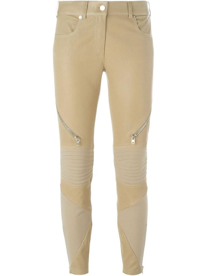 Givenchy Zipped Biker Trousers, Women's, Size: 38, Nude/neutrals, Cotton/lamb Skin/polyamide/viscose