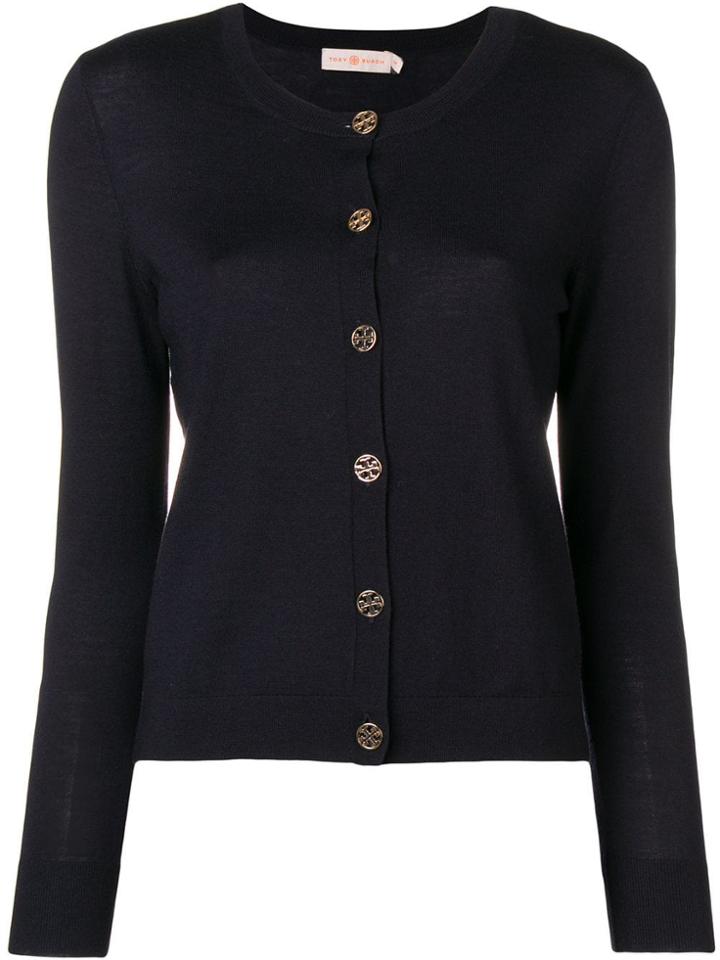 Tory Burch Logo Button Cardigan - Blue