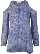 Derek Lam 10 Crosby Cut-off Shoulders Blouse, Women's, Size: 6, Blue, Cotton
