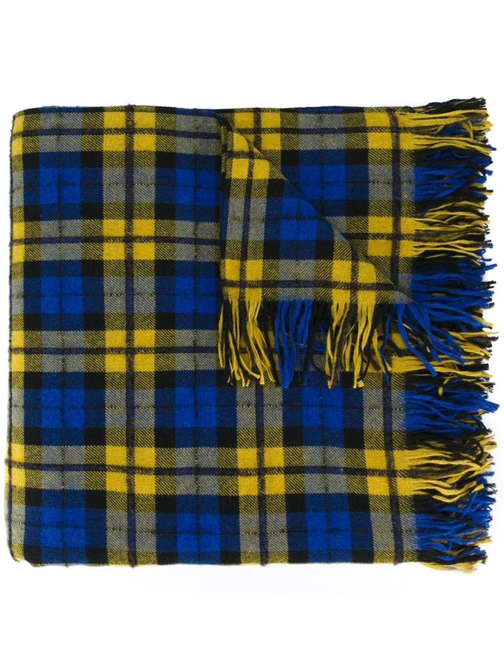 Faith Connexion Checked Fringed Scarf, Women's, Blue, Polyamide/mohair/alpaca/virgin Wool