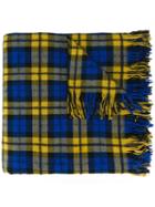 Faith Connexion Checked Fringed Scarf, Women's, Blue, Polyamide/mohair/alpaca/virgin Wool