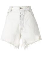 Unravel Project Denim Frayed Shorts - White