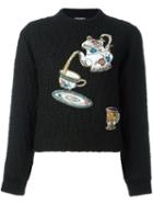 Dolce & Gabbana 'tea Time' Jumper, Women's, Size: 38, Black, Polyester/cashmere/wool/glass