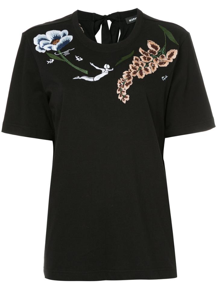 Markus Lupfer Embroidered Floral T-shirt - Black