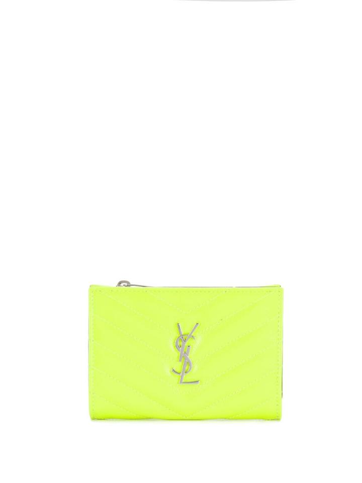 Saint Laurent Monogram Plaque Purse - Yellow