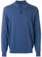 Z Zegna Long Sleeve Polo Shirt - Blue