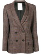 Pinko Plaid Double Breasted Jacket - Brown