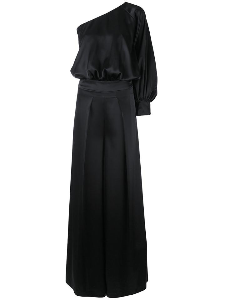 Off-white - Off-shoulder Maxi Jumpsuit - Women - Cotton/polyethylene/triacetate - S, Black, Cotton/polyethylene/triacetate