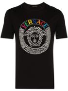Versace Embroidered Logo Medusa T-shirt - Black