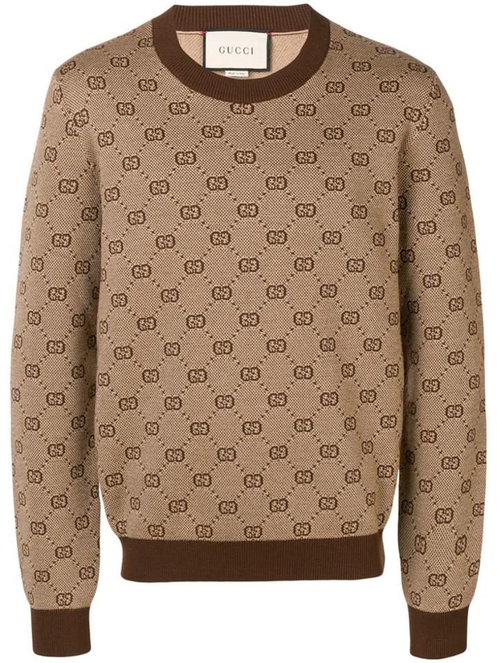 Gucci Gg Jacquard Sweater - Brown