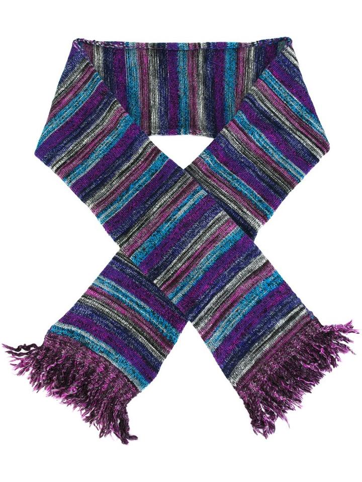 Ymc Striped Frayed Scarf, Men's, Acrylic/polyamide/spandex/elastane/merino