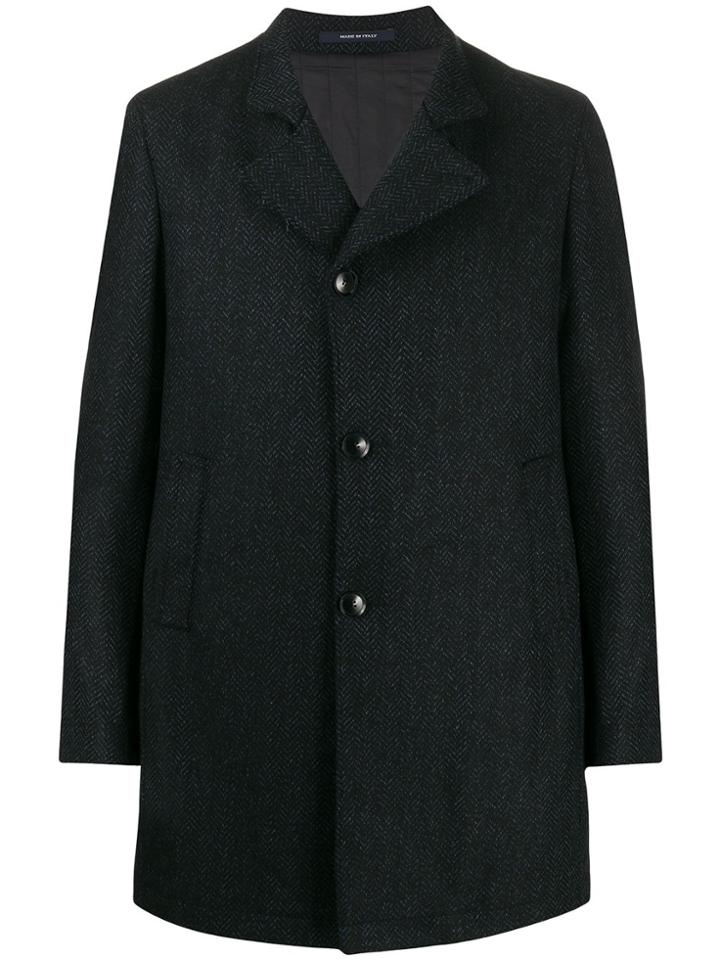 Tagliatore Gordon Herringbone Coat - Black