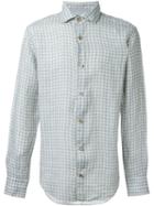 Eleventy Gingham Button Down Shirt, Men's, Size: 42, Blue, Linen/flax