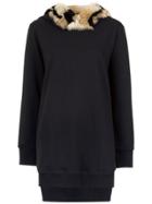 Andrea Bogosian Fur Trimming Sweatdress - Black