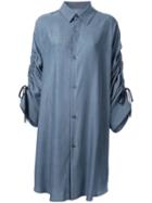 G.v.g.v. - Denim Drawstring Sleeves Shirt - Women - Tencel - 34, Grey, Tencel