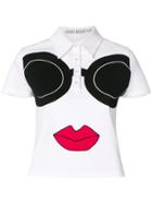 Alice+olivia Marsha Stace Face Printed Polo Shirt - White