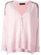 Twin-set Loose-fit V-neck Cardigan, Women's, Size: Xs, Pink/purple, Silk/cashmere/wool