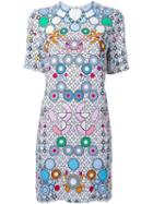 Peter Pilotto Geometric Print Dress, Women's, Size: 12, White, Spandex/elastane/viscose