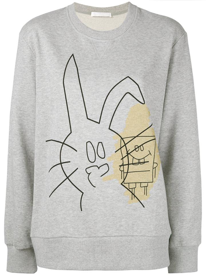 Peter Jensen Rabbit And Spongebob Print Sweatshirt - Grey