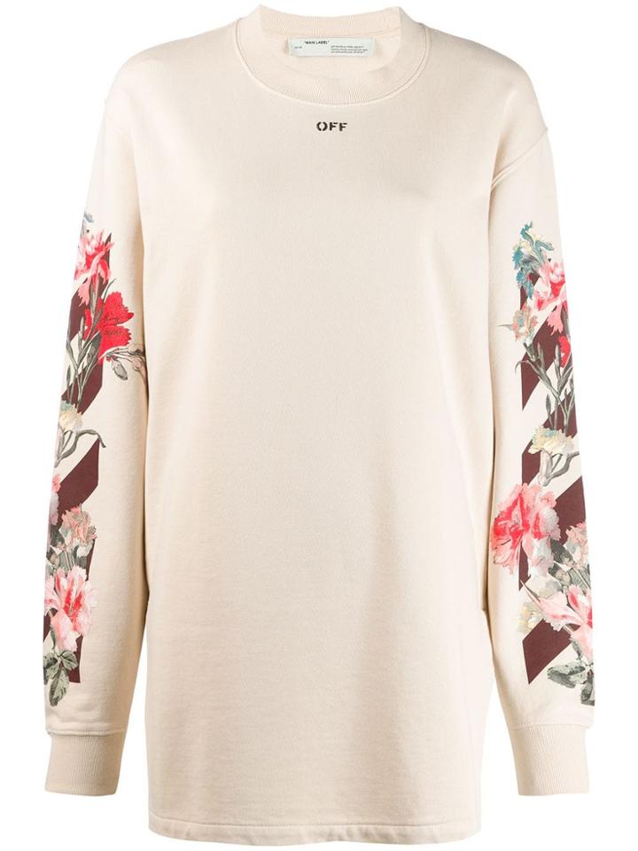 Off-white Floral Logo Print Sweatshirt - Neutrals