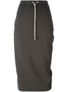 Rick Owens Drkshdw Drawstring Pencil Skirt, Women's, Size: Large, Grey, Cotton